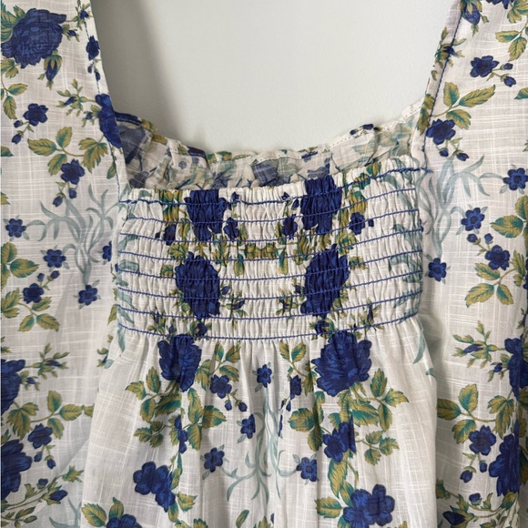 Maeve Floral Blue and White Women's Swing Top, Size L - Picture 6 of 7